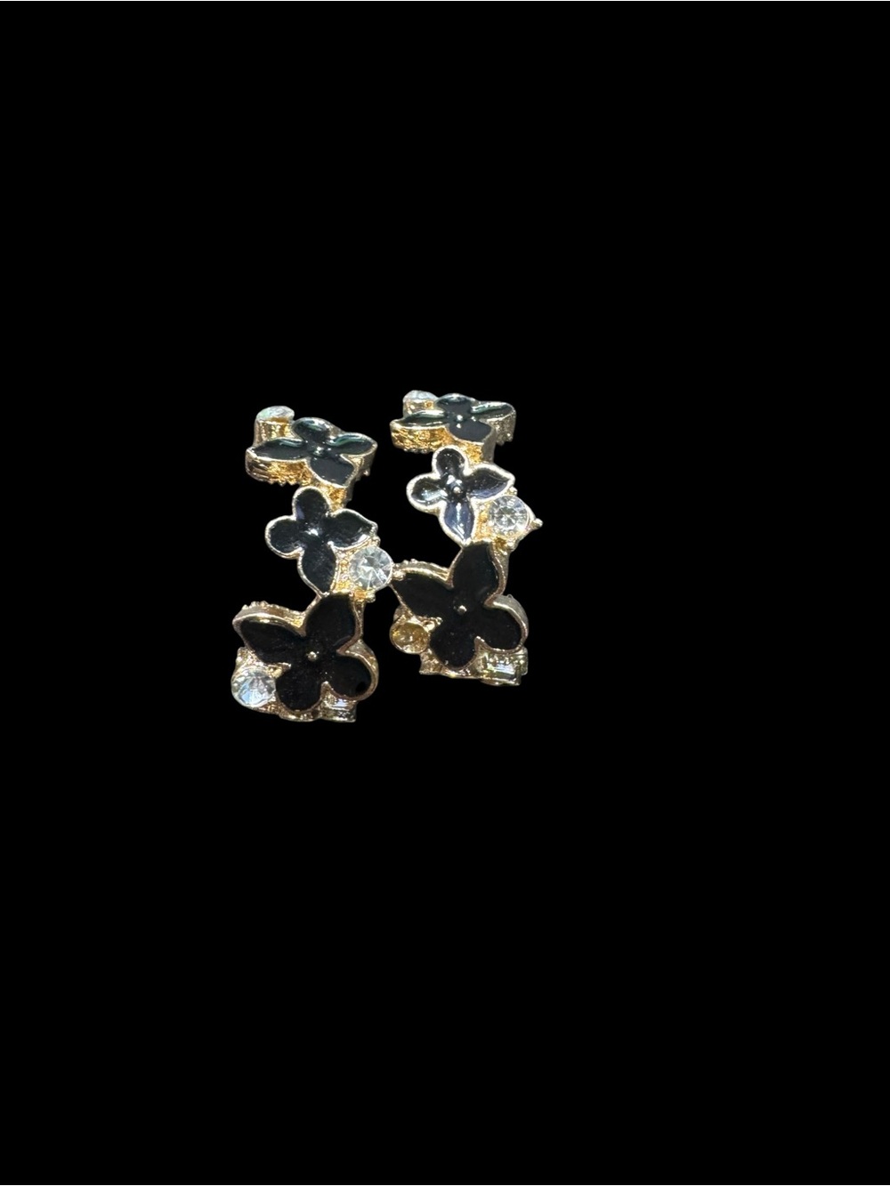 Gold & Black Butterfly Drop Earrings - Elegant Women’s Jewelry